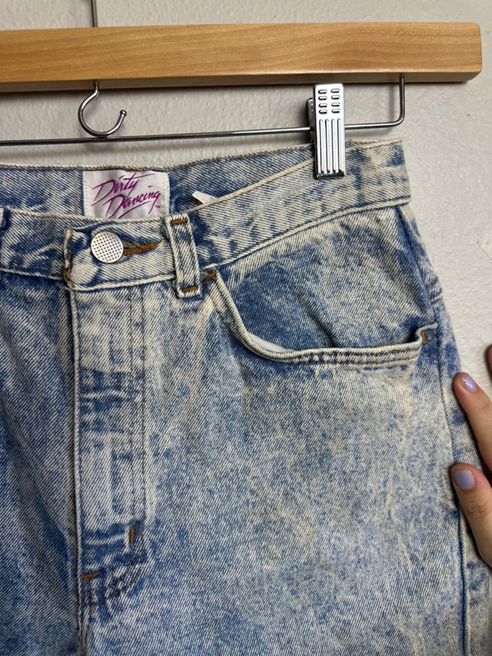 Dirty dancing 80s vintage high waisted Acid Wash Denim Bermuda Jean Shorts - Picture 3 of 9